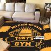 Personalized Fitness Home Gym Decor No Pain No Gain Area Rug Washable - Image 3