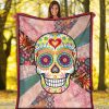 Sugar Skull Hippie Skeleton Fleece Blanket