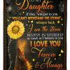 Sunflower Wolf I Love You Fleece Blanket To Daughter Fleece Blanket