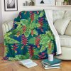 Green Heliconia Pattern Print Design Fleece Blanket